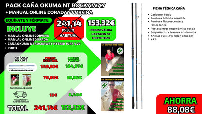 Pack Caña Okuma NT Rockaway + Ebook Dorada y Corvina