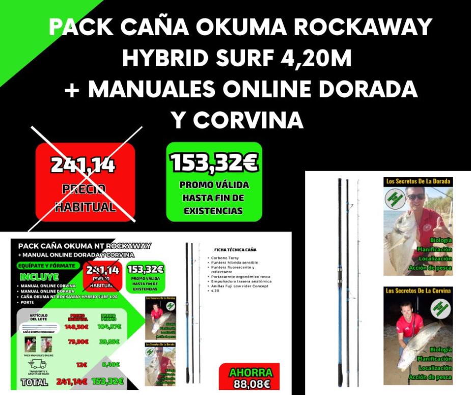 Pack Caña Okuma NT Rockaway + Ebook Dorada y Corvina